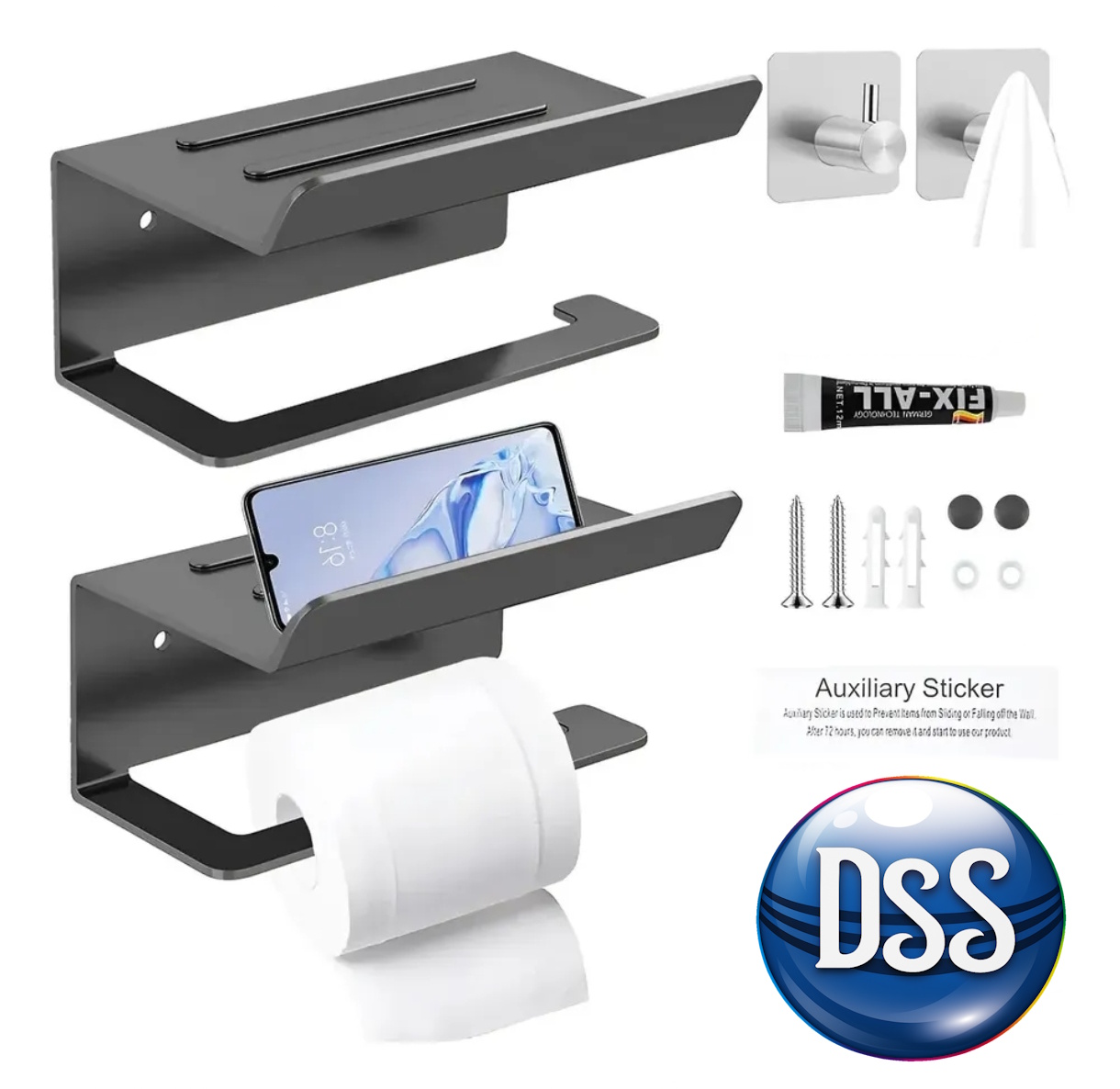 Portarrollos de Papel Higiénico con Repisa – Acero Inoxidable
