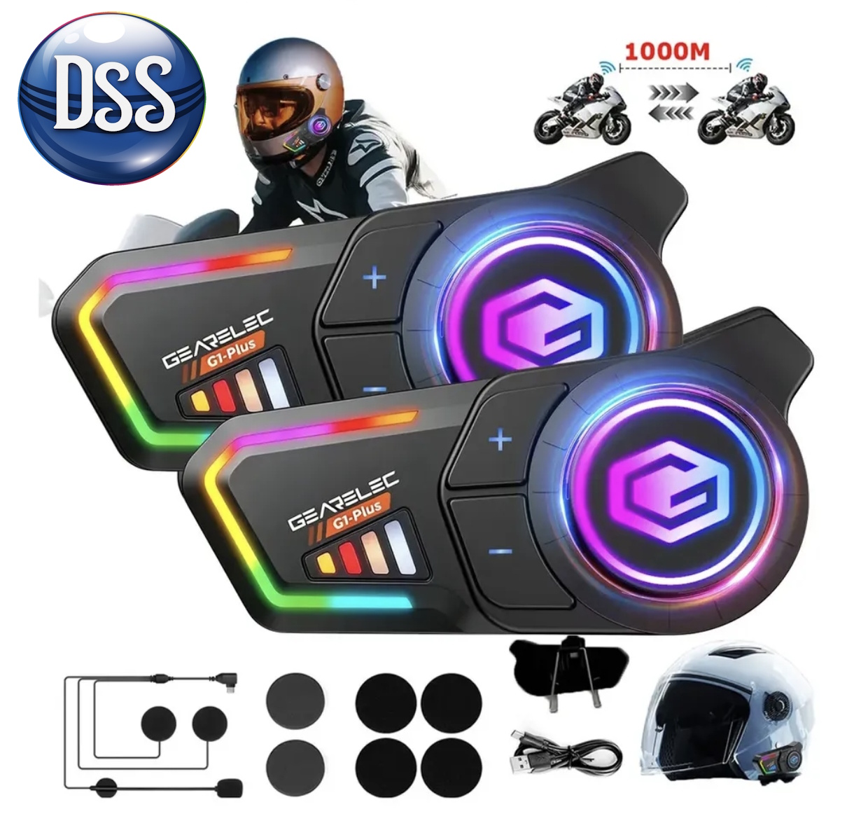 INTERCOMUNICADOR GEARELEC G1 PLUS KIT PARA 2 CASCOS